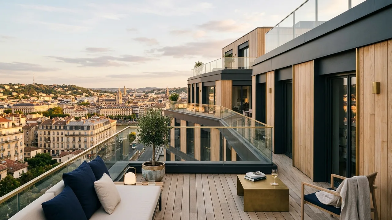Panoramic view of new-build apartment blocks in a French city