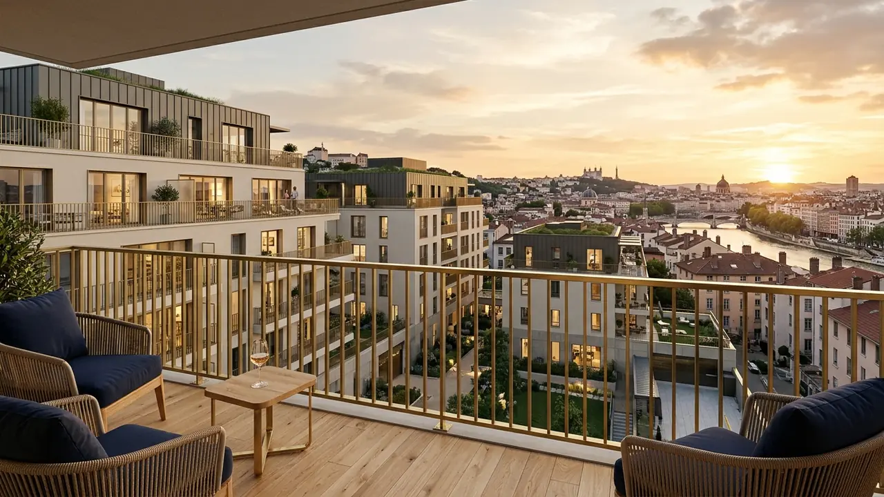 Panoramic view of new-build apartment blocks in a French city