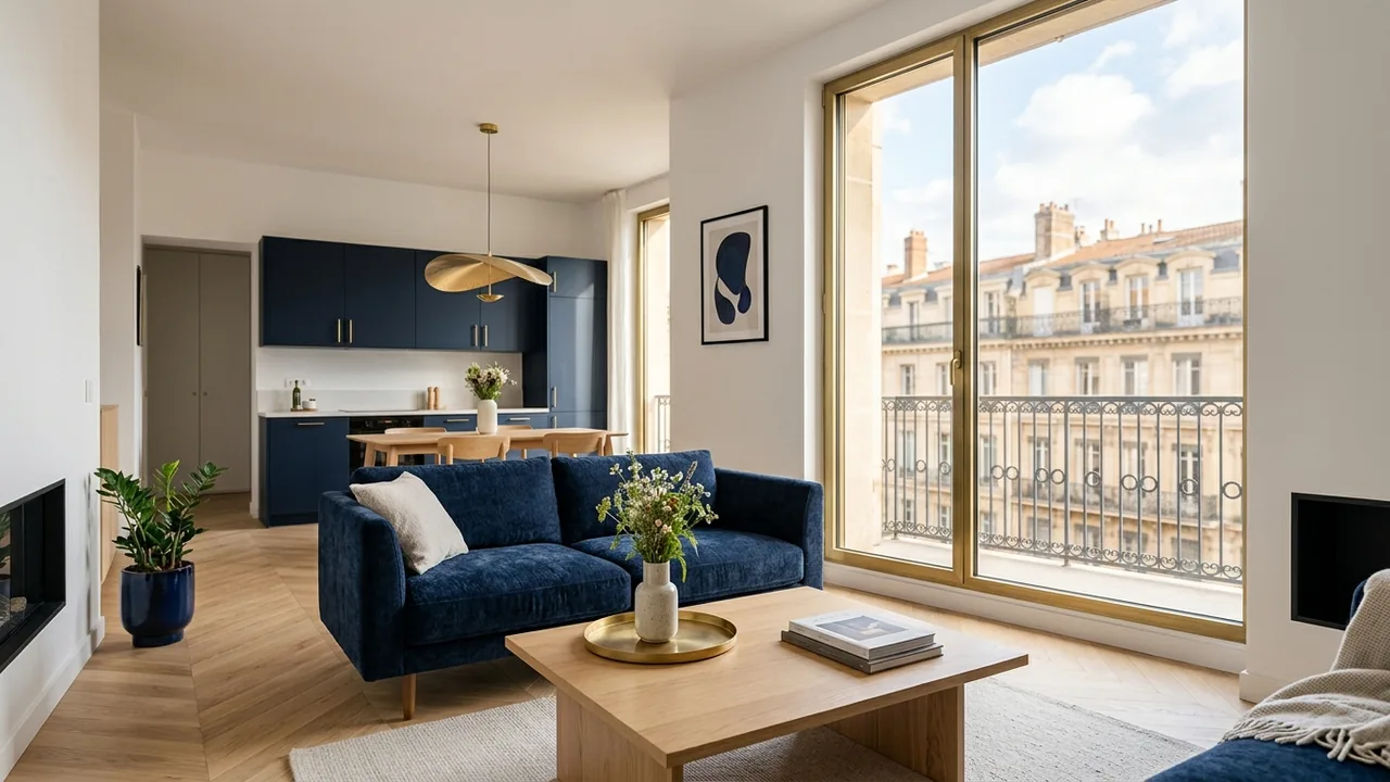 Intérieur d'appartement neuf comparé à l'architecture ancienne