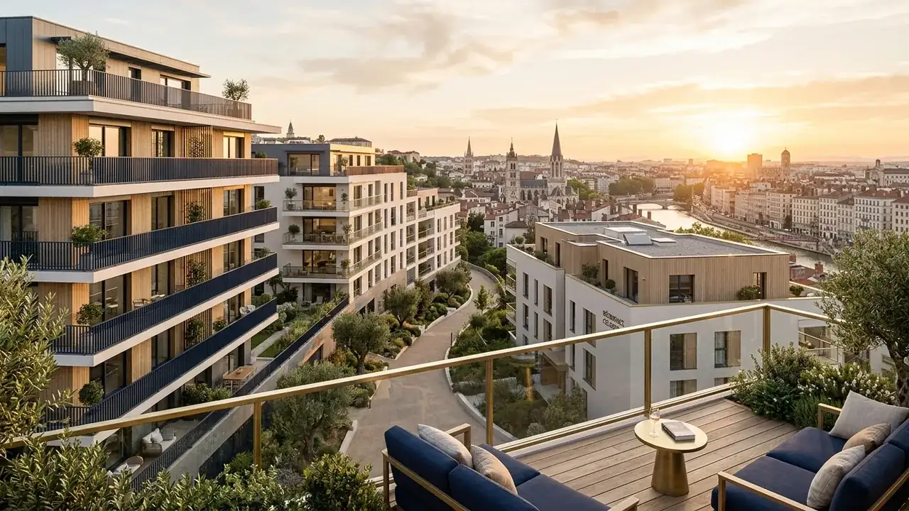 Vue panoramique d'immeubles neufs dans une ville française