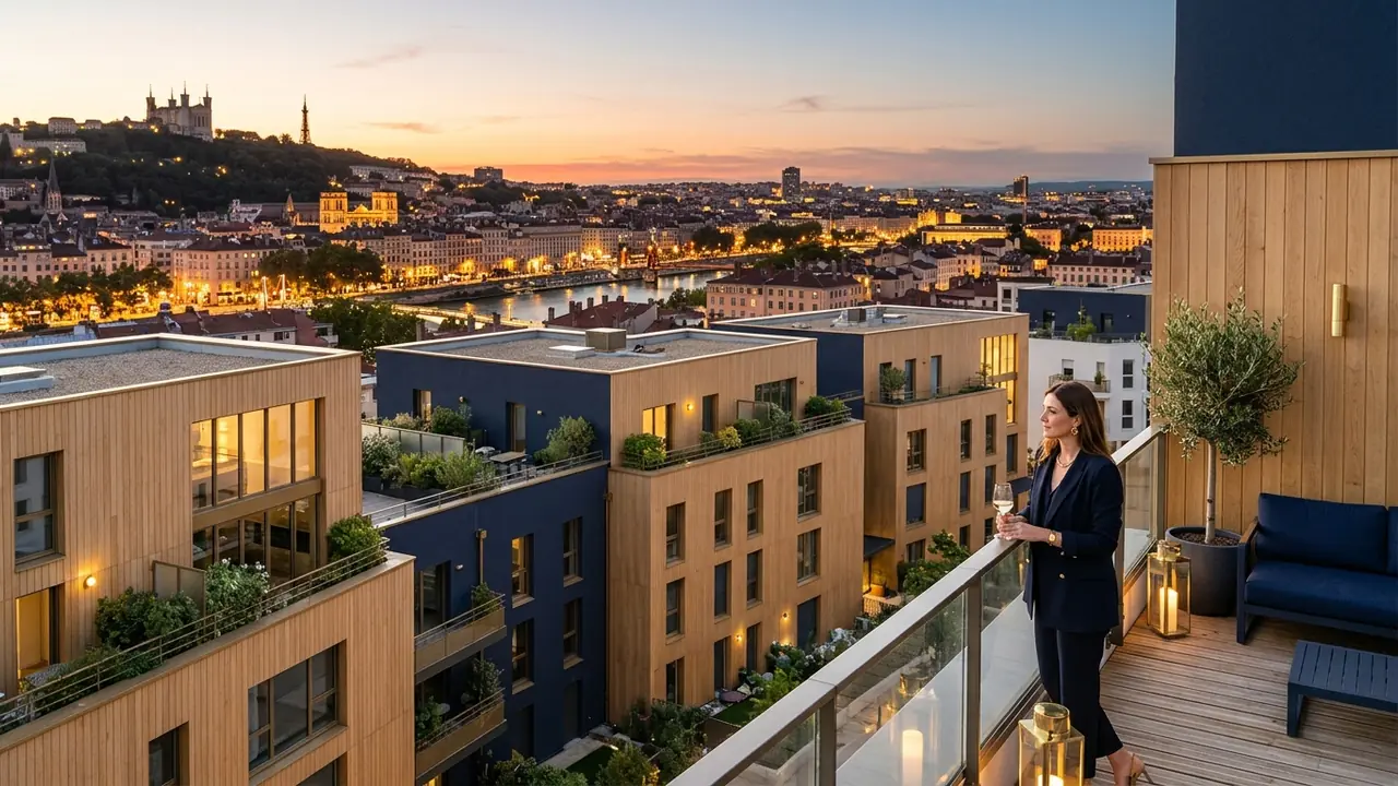 Panoramic view of new-build apartment blocks in a French city