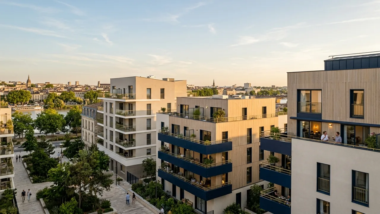 Vue panoramique d'immeubles neufs dans une ville française